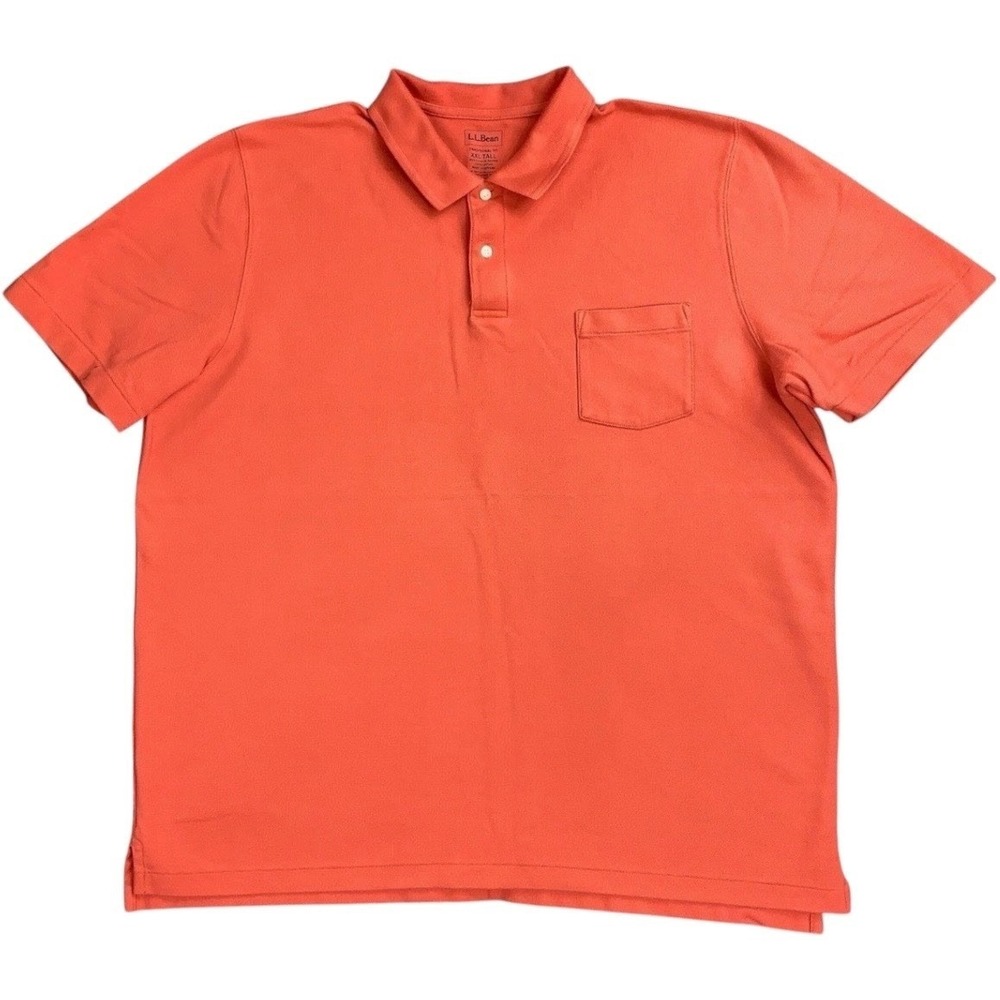 L.L. Bean Orange Polo Golf Shirt Men's XXL Tall Traditional Fit Cotton Casual